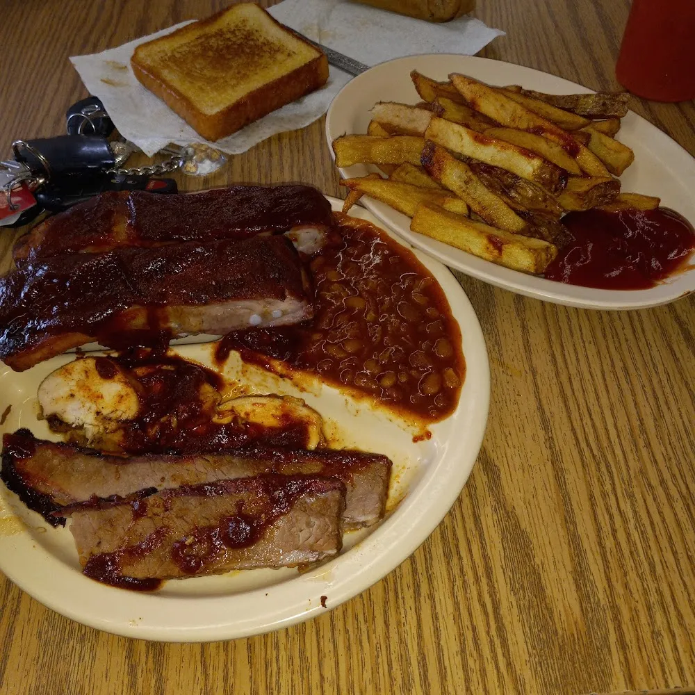 Combo Dinner Ribs Brisket with Side of Home Fries